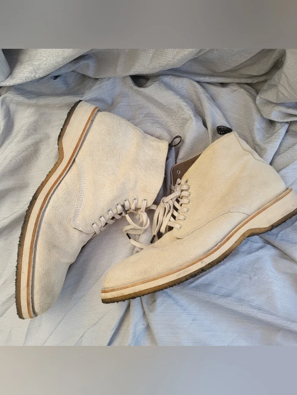 Allsaints Mathis Men's Size 45 Suede Lace-Up Desert Boots in Light Beige